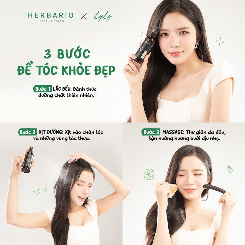 Cách dùng nước dưỡng tóc bưởi Herbario cach dung nuoc duong toc buoi Herbario