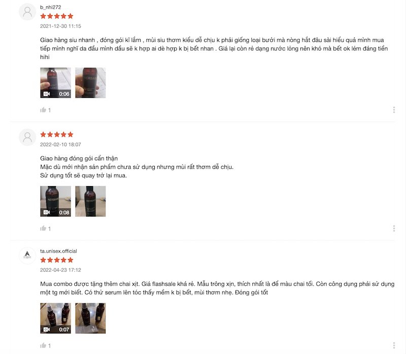 danh gia nuoc duong toc herbario tren shopee